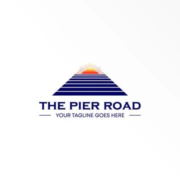 Bridge logo free vector stock. Sunrise abstract design concept. Stock Illustration