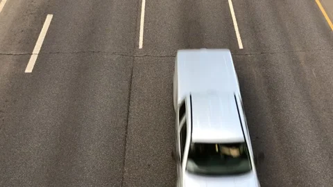 Bridge Looking Down at Highway Traffic from Above Stock Footage 340658766