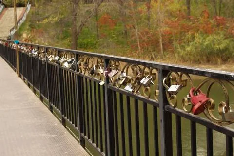 Bridge of lovers in the park. Stock Photos