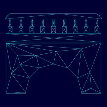 Bridge low poly triangulation triangulated polygonal electric cyan blue vib.. Stock Illustration