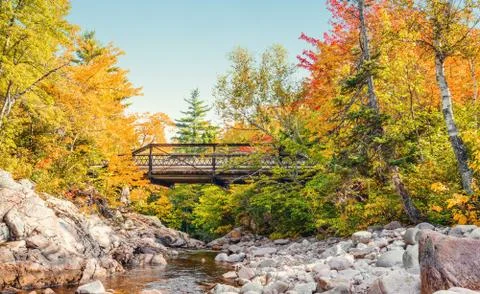 Bridge to mary ann falls in the fall Stock Photos