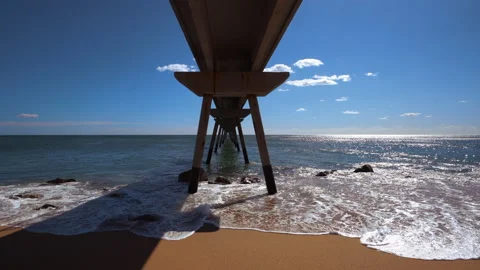Bridge in the middle of the beach Stock Footage 170001687