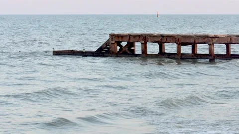 The bridge in the middle of the sea as if floating Stock Footage 187736806