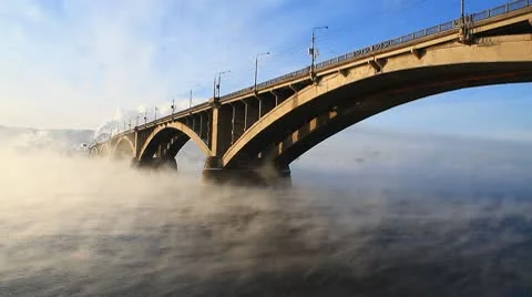 Bridge, mist 002 Stock Footage 10763293