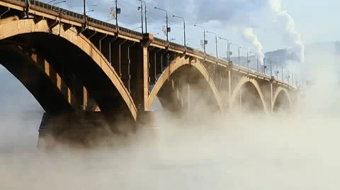 Bridge, mist 008 Stock Footage 10763374