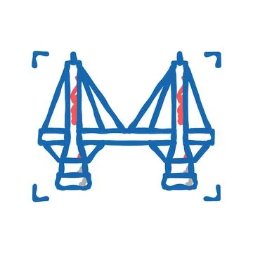 Bridge modeling icon doodle illustration sign Stock Illustration