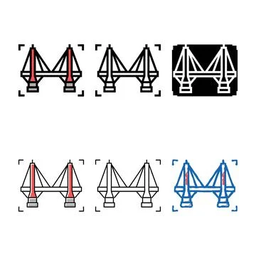 Bridge modeling multistyle color icon vector sign Stock Illustration