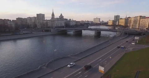 Bridge Moscow river Stock Footage 74621467