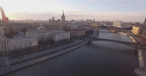 Bridge Moscow river Motion V2 Stock Footage