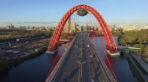 Bridge moscow top view Video stock 55547179