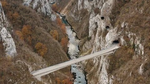 Bridge in a mountain gorge Video stock 114973771