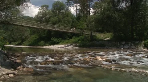 Bridge on the mountain river 스톡 동영상 61469824