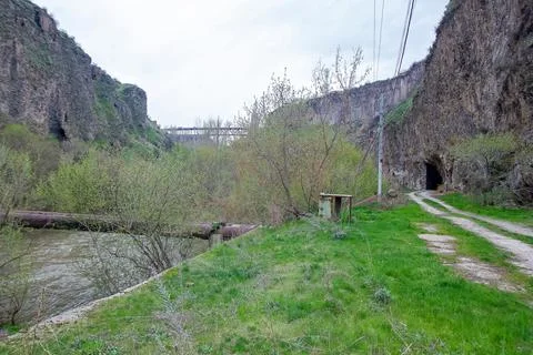 Bridge in the mountains, landscape with mountain Stock Photos