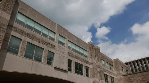 Bridge &amp; Moving Clouds, 4K Time-Lapse Indiana University Bloomington IUB High Stock Footage 95164027