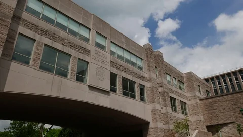 Bridge &amp; Moving Clouds, Stationary 4K Time Lapse Indiana University IUB Low Stock Footage 95164023
