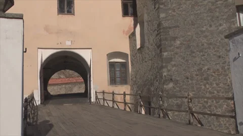 Bridge of Mukachevo castle Stock Footage 34462833