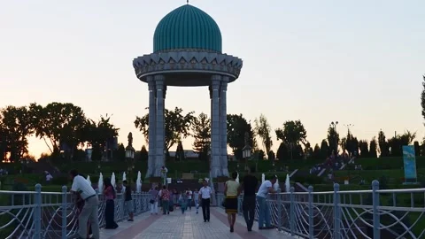 Bridge near the memorial complex in Tashkent Stock Footage 134045101