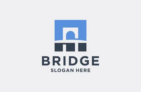 Bridge negative space logo design premium vector Stock Illustration