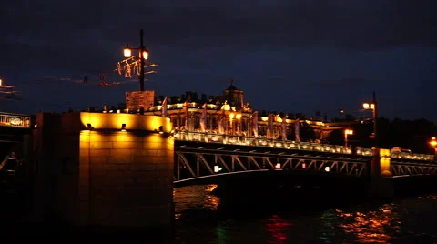 Bridge at night. Eastern Europe 스톡 동영상 55818689
