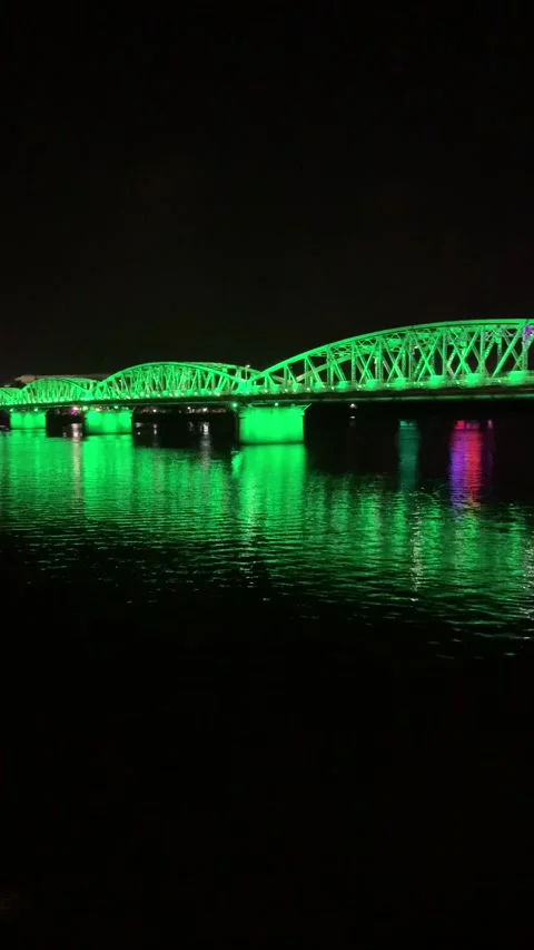 Bridge by night in Hue Stock Footage 345168582