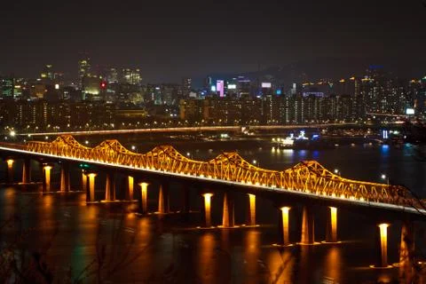 Bridge in night Stock Photos