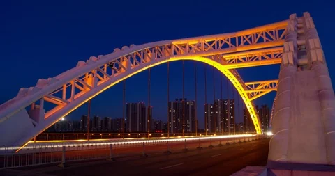 Bridge night river 4K Stock Footage 115234809