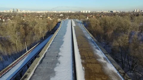 The Bridge to Nowhere. Aerial view. Stock Footage 72511989