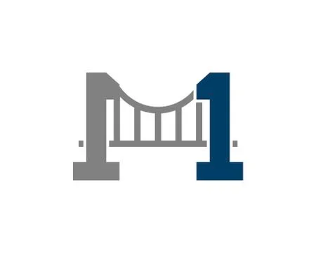 Bridge with number one logo Stock Illustration