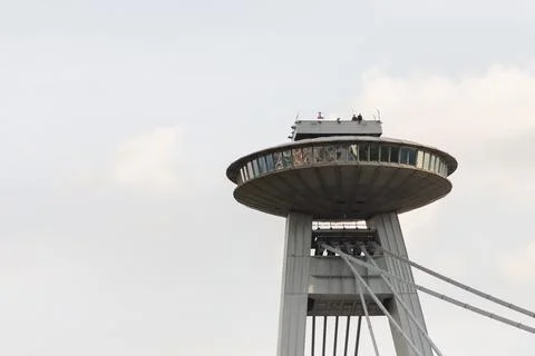 Bridge with observation deck in Bratislava Stock Photos