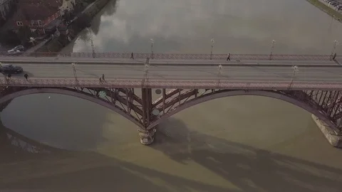 Bridge in the old city of Europe, Maribor, Slovenia, D-LOG Stock Footage 87817341