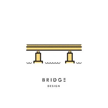 Bridge outline logo vector Stock Illustration