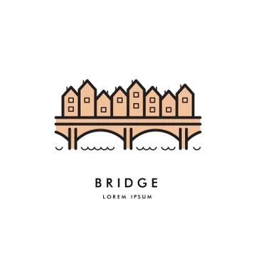 Bridge outline logo vector Illustrazione stock