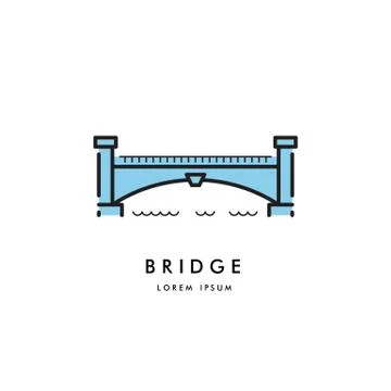 Bridge outline logo vector Stock Illustration