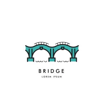 Bridge outline logo vector Stock Illustration