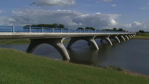 Bridge over the ancillary channel of the Lower Rhine, Stock Footage 70737868