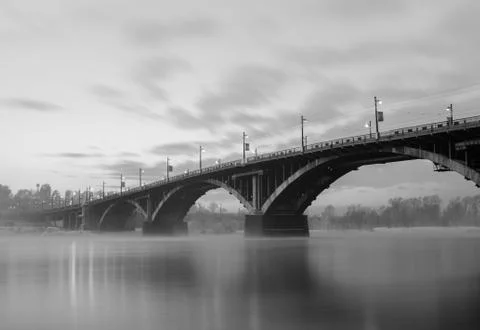 The bridge over the Angara River located in the city of Irkutsk Stock Photos