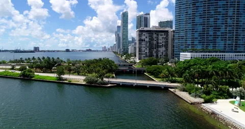 Bridge over Biscayne Bay in Edgewater Stock Footage 206267423