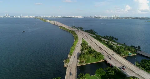 Bridge over Biscayne Bay in Miami Stock Footage 172164557