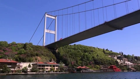 Bridge over the Bosphorus, bottom view, Turkey, Istanbul Stock-Footage 76171784