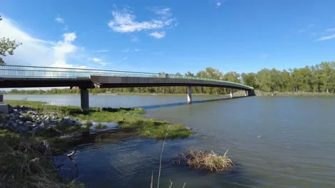 Bridge over Bow River in Calgary, Alberta, Canada. Stock Footage 158117060