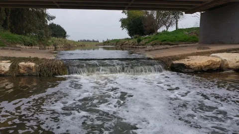 Bridge over canal in fields Video stock 125911013