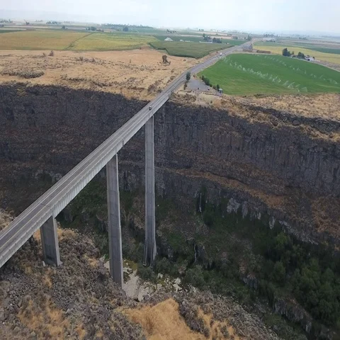 Bridge over canyon Stock Footage 69295977