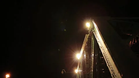 Bridge over Chao Phraya with Flags Waving Stock Footage 8665538