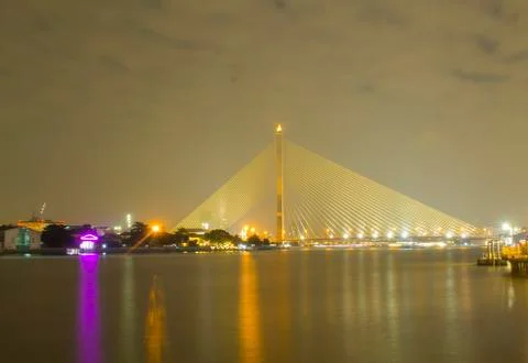 Bridge over Chao Phraya Light reflecting the beautiful water Stock Photos