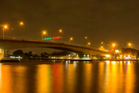 Bridge over Chao Phraya Light reflecting the beautiful water Stock Photos