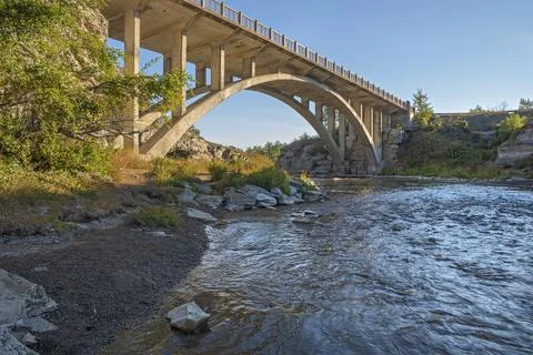 Bridge over the Crowsnest River Stock Photos