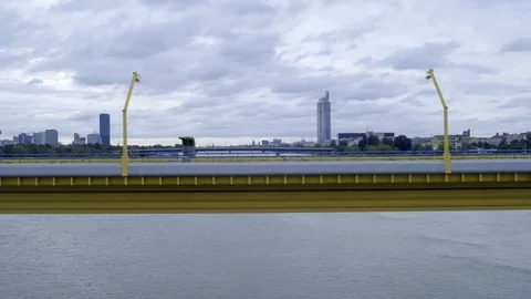 Bridge over the Danube river in Vienna Stock Footage 116192745