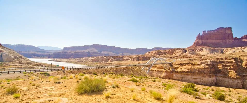 Bridge over the dirty devil river, glen canyon, ut Stock Photos