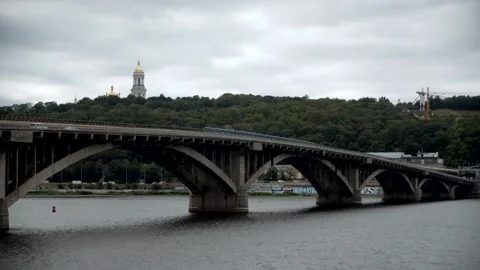 Bridge over the Dnieper. Stock Footage 166067664
