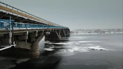 Bridge over Dnipro Timelapse. loopable Stock Footage 10701260